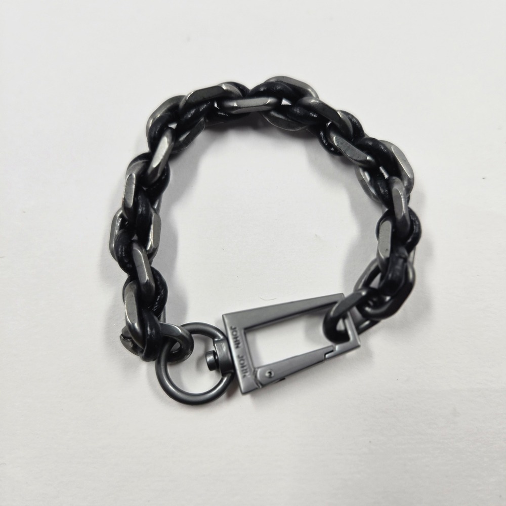 John John Chunky Chain Bracelet Gunmetal Black Stainless Steel Industrial Style